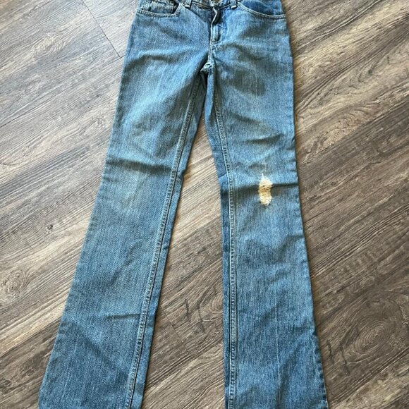Marc Jacobs Blue Distressed Boot cut Woman's Jeans Size 02 - Picture 2 of 4